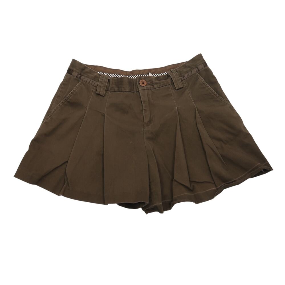 Vintage Y2K Lux Brown Pleated Shorts Low Rise Size 5